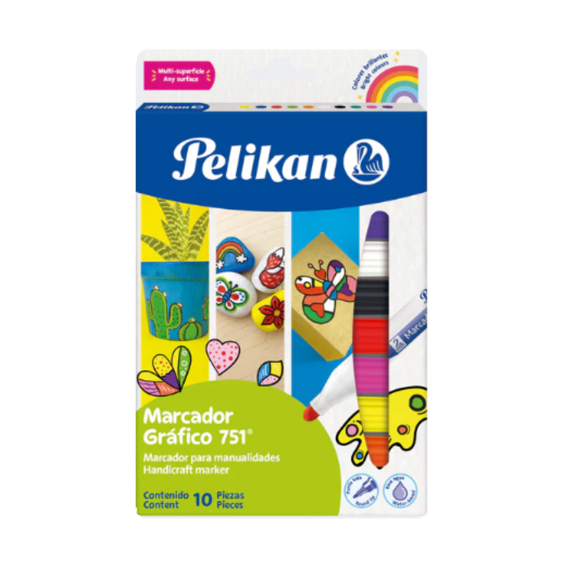 Marcadores Gráficos Pelikan 751: Set de 10 Colores para Manualidades